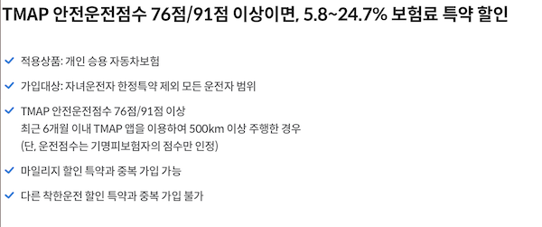 삼성 자동차보험 티맵 착한운전 할인 특약 주요 내용