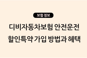 디비자동차보험 안전운전 할인특약 가입 방법과 혜택